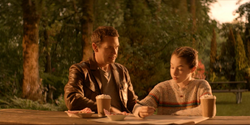 Jacob and Kate have a waffles break at Burnside Park