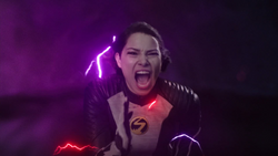 Nora generates red and purple lightning