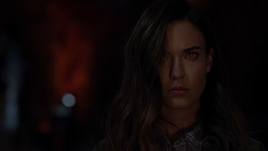 Samantha Arias' eyes glowing