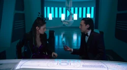 Nia and Brainy in the Legion's cruiser.