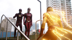 Flash, Kid Flash e Jesse Quick treinando