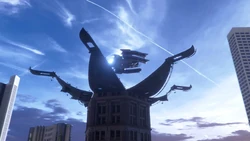 The Tower flying above .