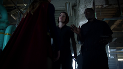 Hank Henshaw telling Supergirl not to touch anything