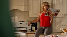 Felicity cooking breakfast