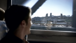 Barry Allen on a train ride, viewing S.T.A.R