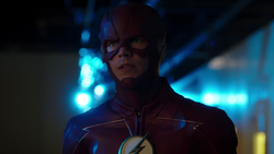 Barry em seu novo traje de Flash