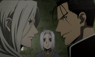 Arslan and Daryun meeting Narsus in Episode 4.