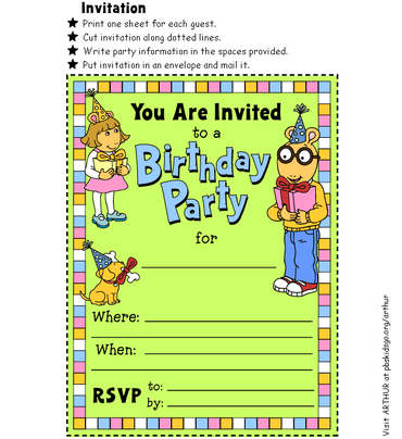 Arthur Invitation Card | Arthur Wiki | Fandom