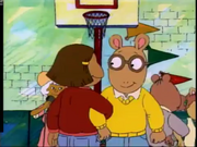 Francine square dancing with Arthur.