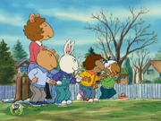Francine and her friends at a younger age, seeing the treehouse for the first time