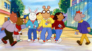Arthur and his friends with library cards