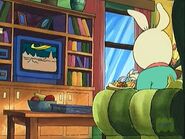 Buster watching the movie.