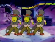 A choir of three Hyde Brains dancing and singing the chorus.