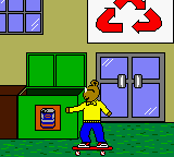 Arthur riding a skateboard.