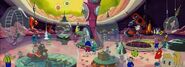 Santa in an alien zoo.