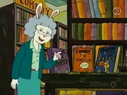 The character working at Trident Books in Buster's imagination