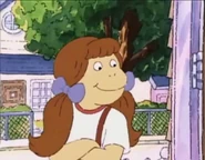 Muffy arriving at the front door of the Reads' house for her and Arthur's birthday party.