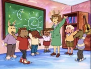 Mary in Miss Sweetwater's class along with her classmates.