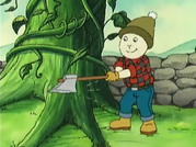 Buster cutting down the beanstalk