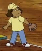 Francine in her baseball uniform