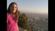 Carolina overlooks Cerro San Cristobal, Chile