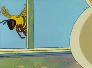 Buster sees the poster going past the window