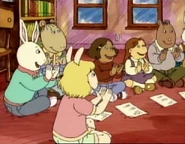 Nancy with the major characters at the library.