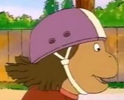 Francine wearing her bicycle helmet