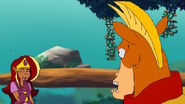 Arzette's lauging after hearing Klive's horse jokes.