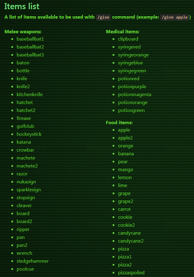 Список предметов | Ashes Town Вики | Fandom