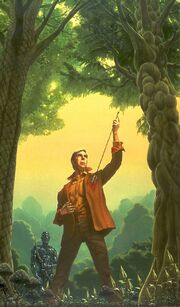 Cover art of The Naked Sun, acrylic by Michael Whelan