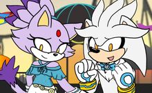 silver the hedgehog and blaze the cat kissing