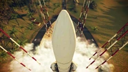 The Ariane 5 Rocket lifting off.