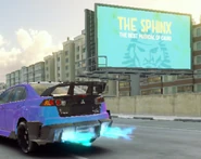 A billboard for a musical by "The Sphinx"