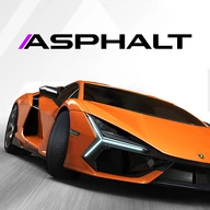 Simplified wordmark with front-end of Lamborghini Revuelto in Arancio Dac Lucido steering in action