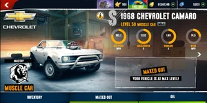 1968 Chevrolet Camaro at Maximum Level