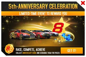 First Festival Event in Asphalt 8, the 5th Anniversary Festival
