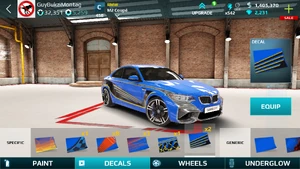 A BMW M2 Coupé in default blue equipped with the Wings decal