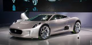 The silver Jaguar C-X75 in real life.