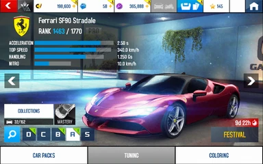 A8 SF90 Stradale stats (S KMH v4.9)