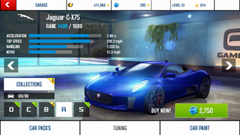 Jaguar C-X75 base stats