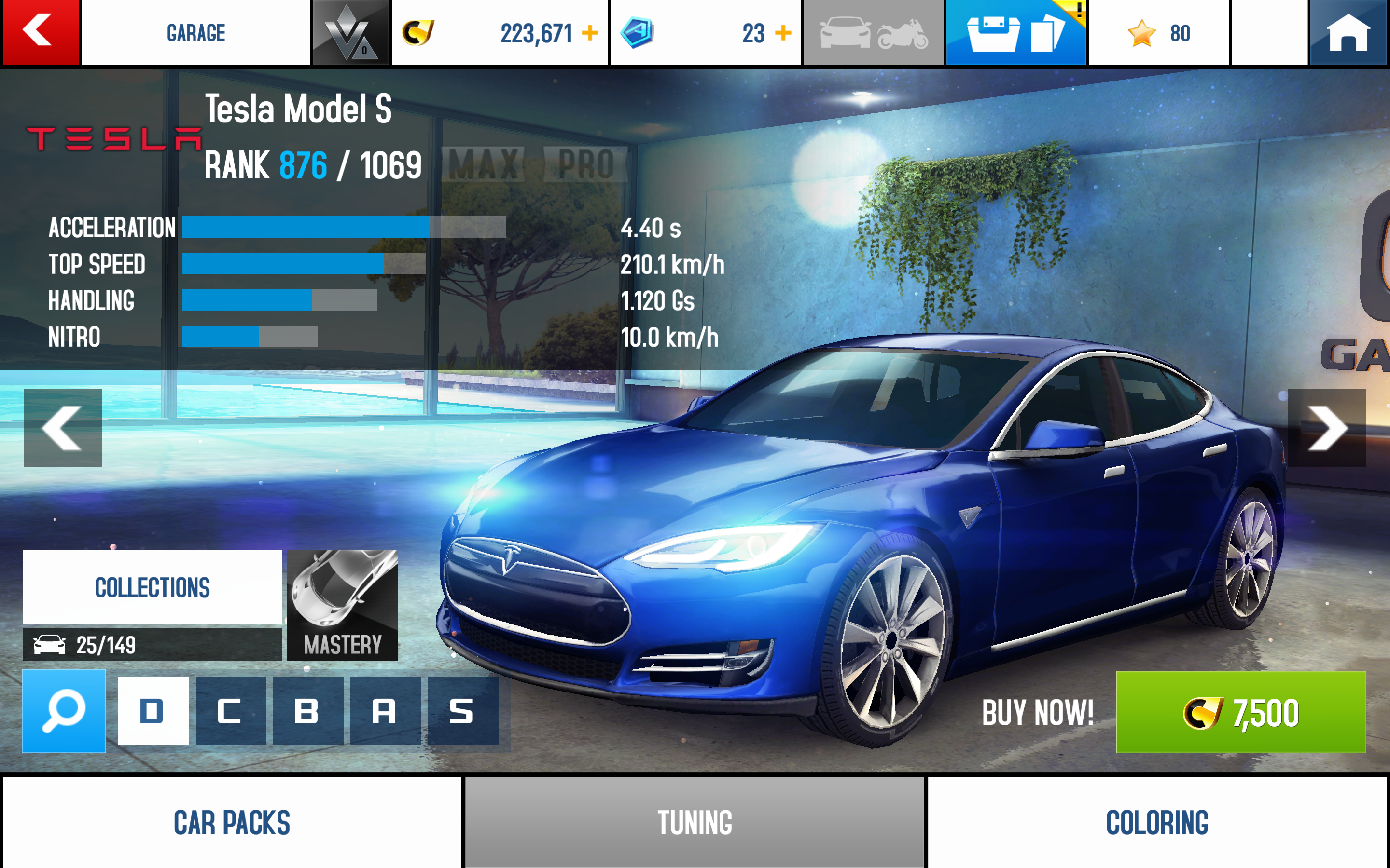 Tesla s store top speed