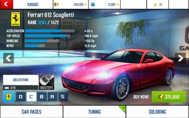 Ferrari 612 Scaglietti base stats