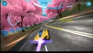 A McLaren P1 driving through the cherry blossom forest.