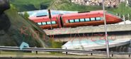 The red high-speed train