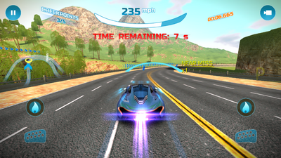 Gameplay of Escape in . Here, a  is about to pass the fourth checkpoint in . while only having 6.665 seconds remaining.