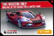 An advert for the Arash AF10's limited time promo. Note the car's red color.