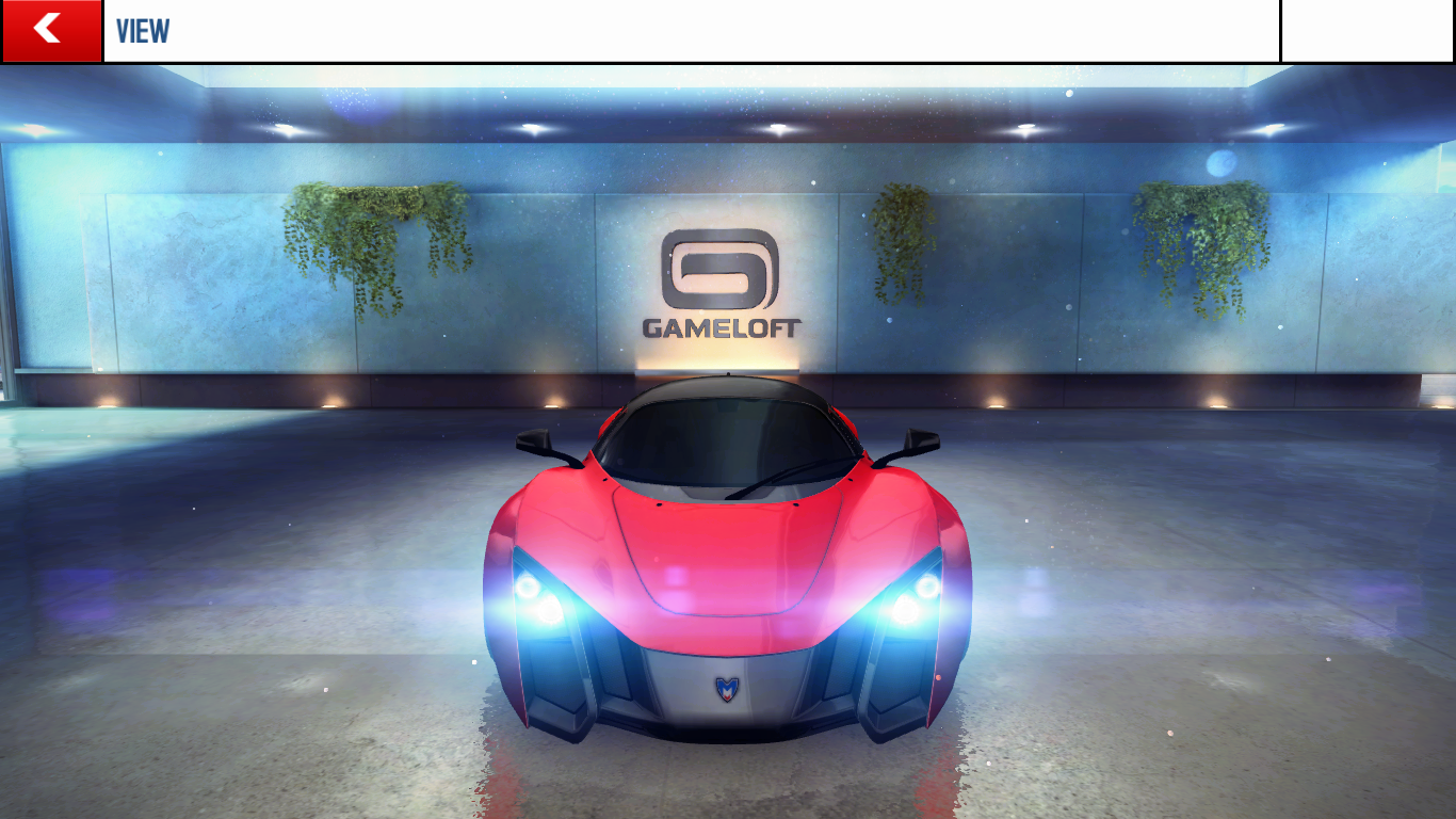 A screenshot of the garage view in the Asphalt 9 mobile racing game