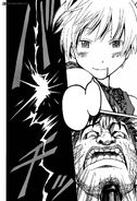 Nagisa showing Takaoka his bloodlust-filled smile