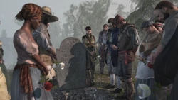 アキレスの葬儀に出席するホームステッドの住人たち